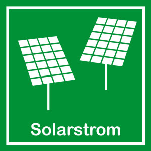 Schild für erneuerbare Energien - Solarstrom - Aluminium - 5 x 5 cm 