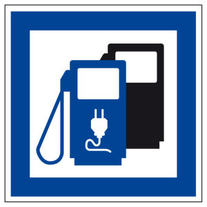 Schild für erneuerbare Energien - Elektro Tankstelle  - Aluminium - 5 x 5 cm 