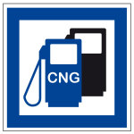 Schild für erneuerbare Energien - CNG Erdgas Tankstelle