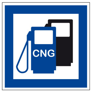 Schild für erneuerbare Energien - CNG Erdgas Tankstelle - Aluminium - 5 x 5 cm 