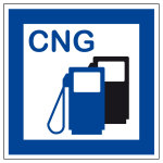 Schild für erneuerbare Energien - CNG Erdgas Tankstelle 