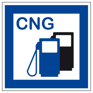 Schild für erneuerbare Energien - CNG Erdgas Tankstelle  - Aluminium - 5 x 5 cm 