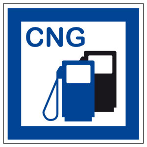 Schild für erneuerbare Energien - CNG Erdgas Tankstelle  - Kunststoff - 5 x 5 cm 