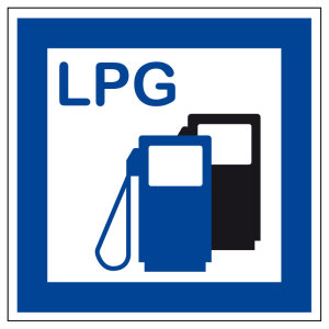 Schild für erneuerbare Energien - LPG Autogas Tankstelle  - Aluminium Selbstklebend  - 40 x 40 cm