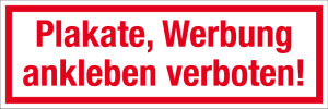 Gastronomie- und Gewerbeschild - Plakate, Werbung ankleben verboten! - Aluminium - 5 x 15 cm