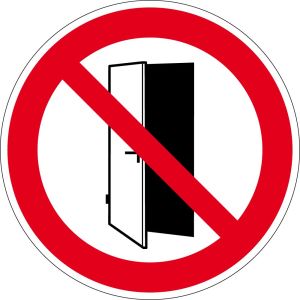 Verbotszeichen - Tür schließen, Tür nicht offen lassen - Aluminium - Ø 5 cm