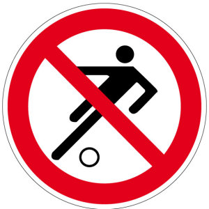 Verbotszeichen - Fußball spielen verboten - Aluminium - Ø 5 cm