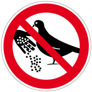 Verbotszeichen - Tauben füttern verboten - Aluminium - Ø 5 cm