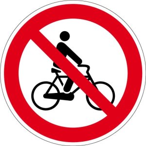 Verbotszeichen - Fahrrad fahren verboten - Aluminium - Ø 5 cm