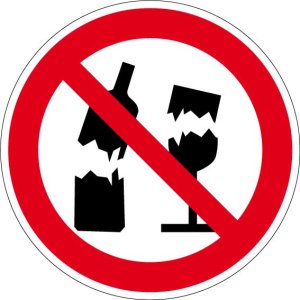 Verbotszeichen - Glasflaschen verboten - Aluminium - Ø 5 cm