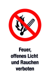 Verbotsschild - Feuer, offenes Licht und Rauchen verboten