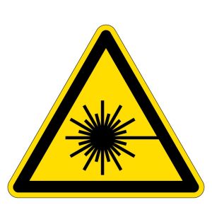 Warnzeichen - Warnung vor Laserstrahl  - Folie Selbstklebend  - Schenkellänge 5 cm