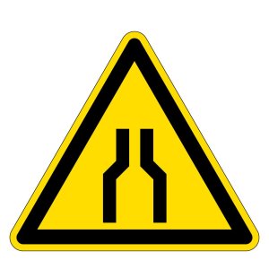 Warnzeichen - Warnung vor Engstellen - Folie Selbstklebend  - Schenkellänge 5 cm