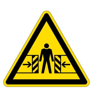 Warnzeichen - Warnung vor Quetschgefahr  - Folie Selbstklebend  - Schenkellänge 5 cm