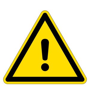 Warnzeichen - Warnung vor einer Gefahrenstelle - Folie Selbstklebend  - Schenkellänge 5 cm