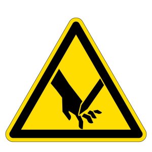 Warnzeichen - Warnung vor Schnittverletzungen - Folie Selbstklebend  - Schenkellänge 5 cm