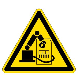 Warnzeichen - Warnung vor Gefahr durch Industrieroboter - Folie Selbstklebend  - Schenkellänge 5 cm