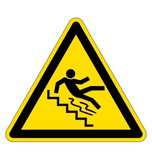 Warnzeichen - Vorsicht Treppe - Folie Selbstklebend  - Schenkellänge 5 cm
