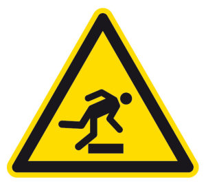 Warnzeichen - Warnung vor Hindernissen am Boden - Folie Selbstklebend  - Schenkellänge 5 cm