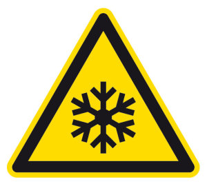 Warnzeichen - Warnung vor niedriger Temperatur/ Frost - Folie Selbstklebend  - Schenkellänge 5 cm