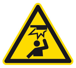 Warnzeichen - Warnung vor Hindernissen im Kopfbereich - Folie Selbstklebend  - Schenkellänge 5 cm