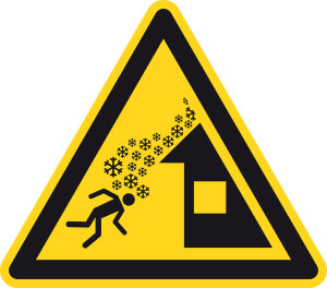 Warnzeichen - Warnung vor Dachlawine - Folie Selbstklebend  - Schenkellänge 5 cm