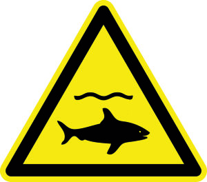 Warnzeichen - Warnung vor Haien - Aluminium - Schenkellänge 5 cm