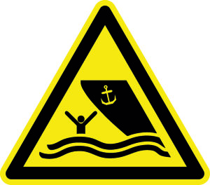 Warnzeichen - Warnung vor Schiffsverkehr - Aluminium - Schenkellänge 5 cm