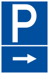 Parking sign - parking lot right