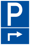Parking sign - parking corner on the right