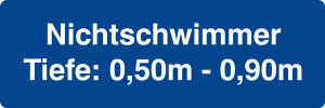 Schwimmbadschild - Nichtschwimmer Tiefe: 0,50 m - 0,90m - Folie Selbstklebend - 5 x 15 cm
