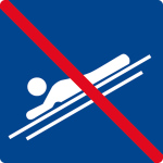 Schwimmbadschild - Nicht mit dem Kopf voraus rutschen