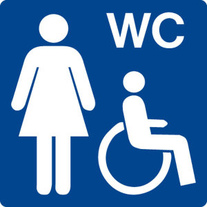 Swimming pool sign - barrier-free WC ladies - foil self-adhesive - 5 x 5 cm