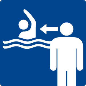 Schwimmbadschild - Kinder beaufsichtigen - Aluminium Selbstklebend - 25 x 25 cm