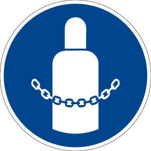 Gebotszeichen - Gasflaschen sichern - Kunststoff - Ø 5 cm