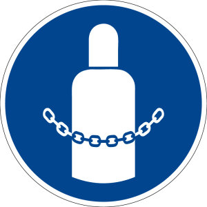 Gebotszeichen - Gasflaschen sichern - Kunststoff - Ø 5 cm