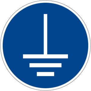 Gebotszeichen - Vor Benutzung erden - Kunststoff - Ø 5 cm