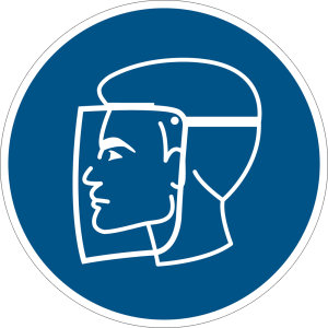 Gebotszeichen - Gesichtsschutzschild benutzen - Kunststoff - Ø 5 cm