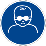 Gebotszeichen - Kleinkinder durc ... ssige Augenabschirmung schützen