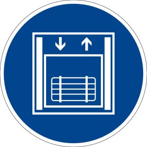 Gebotszeichen - Lastenaufzug - Kunststoff - Ø 5 cm