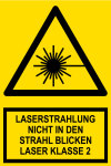 Warnschild - Laserstrahlung Laser Klasse 2