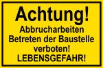 Warnschild Lebensgefahr V