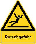 Warning sign with text field - danger of slipping