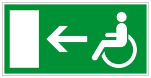 Fluchtwegschild - Rettungsweg für Rollstuhlfahrer links - Folie Selbstklebend - 10 x 20 cm