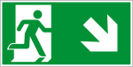 Fluchtwegschild - Rettungsweg rechts abwärts