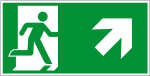 Fluchtwegschild - Rettungsweg rechts aufwärts