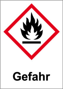 GHS Kennzeichnung - Gefahr, entzündbare Stoffe - Folie Selbstklebend - 57 x 80 mm