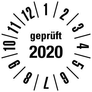 Jahresprüfplakette 2020 | JP620 | Wunschfarbe - Folie selbstklebend, weiß & schwarz - ? 10 mm - 50 Stück