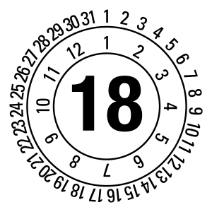 Annual Test Plaque 2018 | JP24 | Custom color - foil self-adhesive, white & black - Ø 10 mm - 50 pieces
