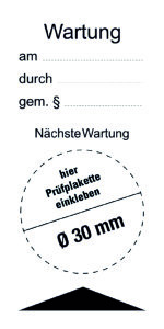 Wartung gem. §/ Nächste Wartung - Folie Selbstklebend - 80 x 40 mm